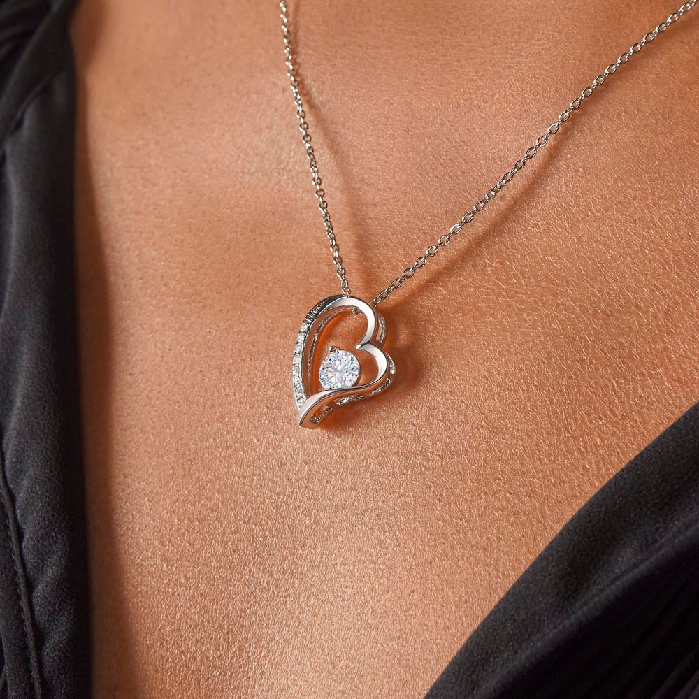 Forever Love Heart Necklace with Personalized Message Card (black)