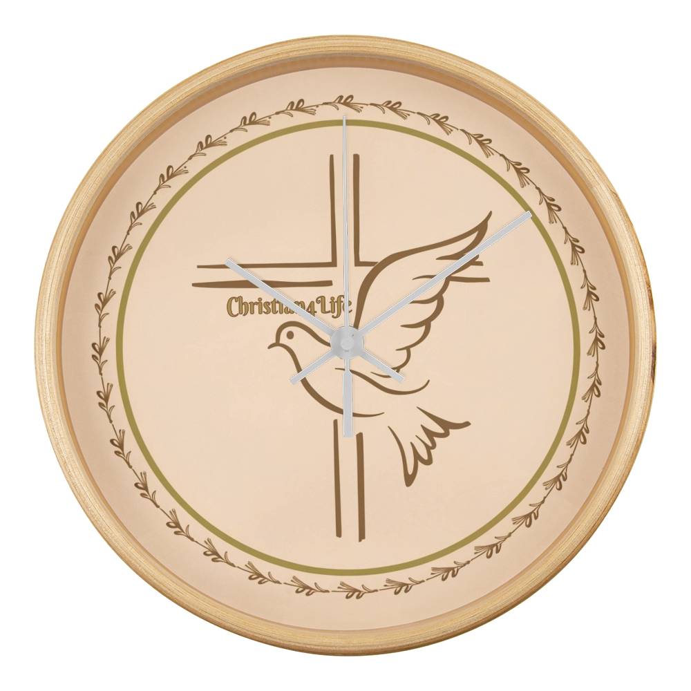 Christian4Life Cross and Dove Christian Wooden Frame Clock Clocks Christian4Life