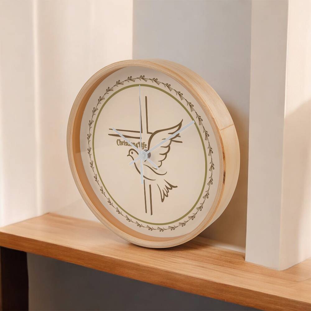 Christian4Life Cross and Dove Christian Wooden Frame Clock Clocks Christian4Life