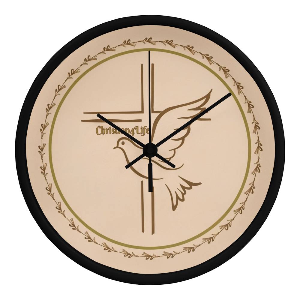 Christian4Life Cross and Dove Christian Wooden Frame Clock Clocks Christian4Life