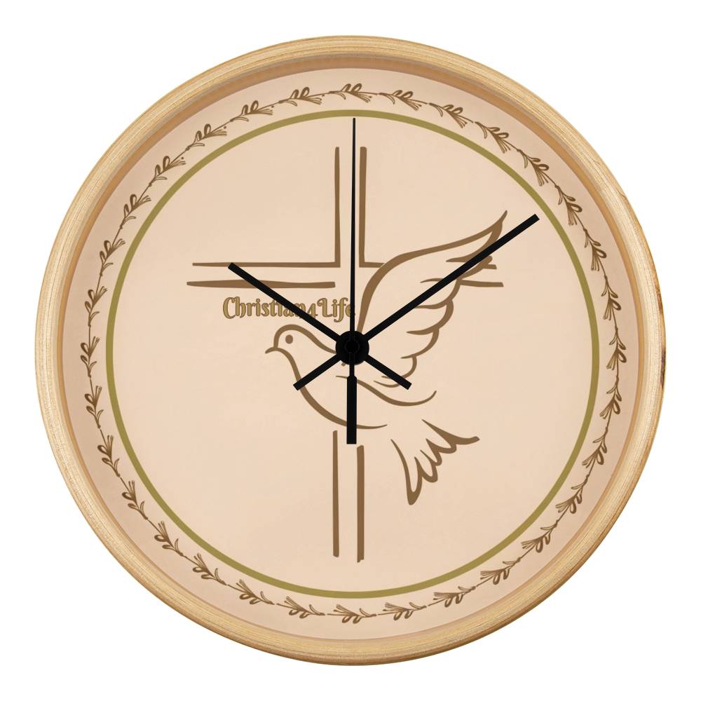 Christian4Life Cross and Dove Christian Wooden Frame Clock Clocks Christian4Life