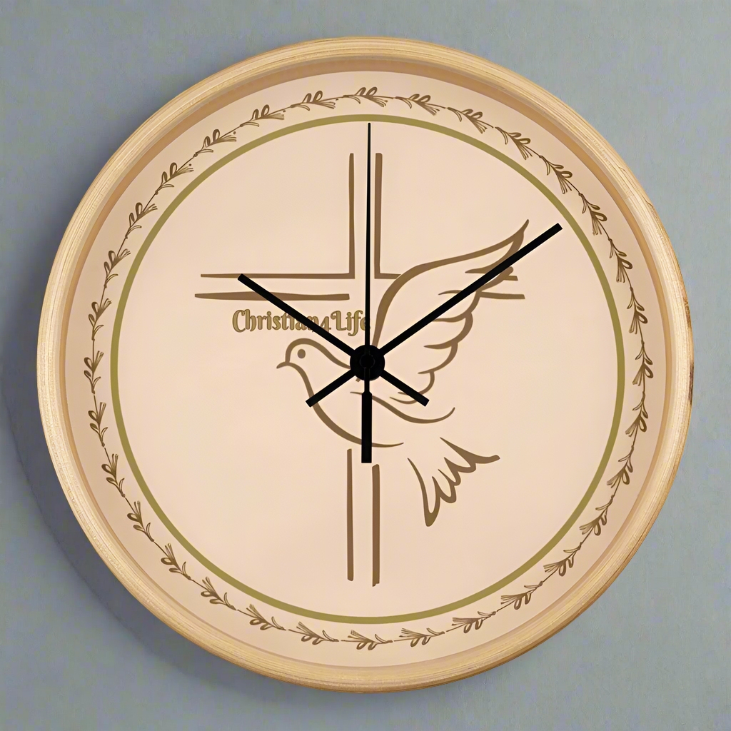 Christian4Life Cross and Dove Christian Wooden Frame Clock Clocks Christian4Life