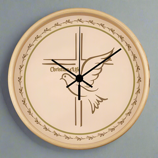 Christian4Life Cross and Dove Christian Wooden Frame Clock