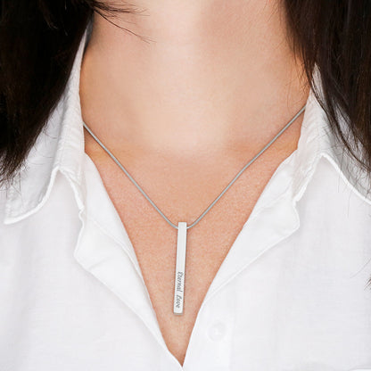 4 Sided Stick Christian Necklace - Engraved (REDEEMED BY GRACE, CALLED BY NAME +2)
