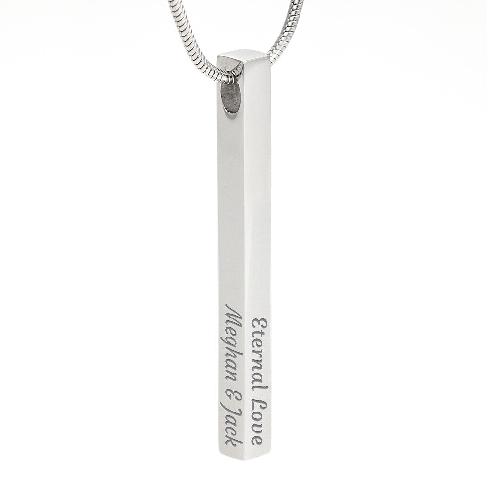 4 Sided Stick Christian Necklace - Engraved (REDEEMED BY GRACE, CALLED BY NAME +2)