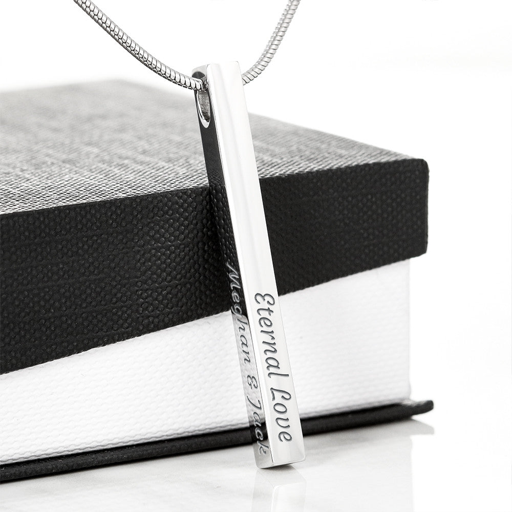 4 Sided Stick Christian Necklace - Engraved (REDEEMED BY GRACE, CALLED BY NAME +2)