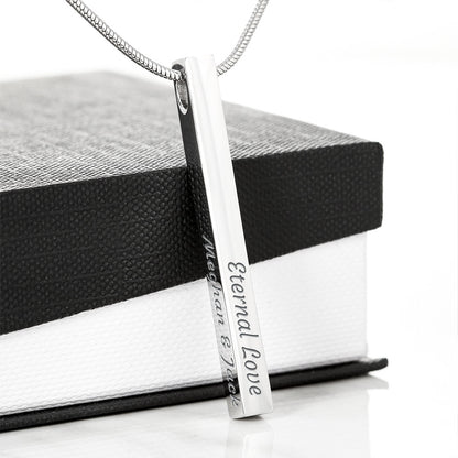 4 Sided Stick Christian Necklace - Engraved (REDEEMED BY GRACE, CALLED BY NAME +2)