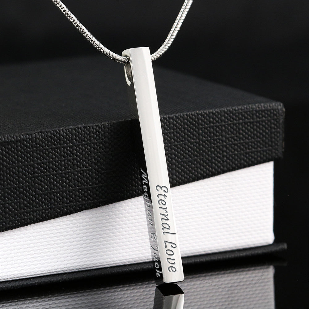 4 Sided Stick Christian Necklace - Engraved (REDEEMED BY GRACE, CALLED BY NAME +2)