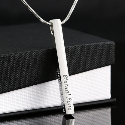 4 Sided Stick Christian Necklace - Engraved (REDEEMED BY GRACE, CALLED BY NAME +2)