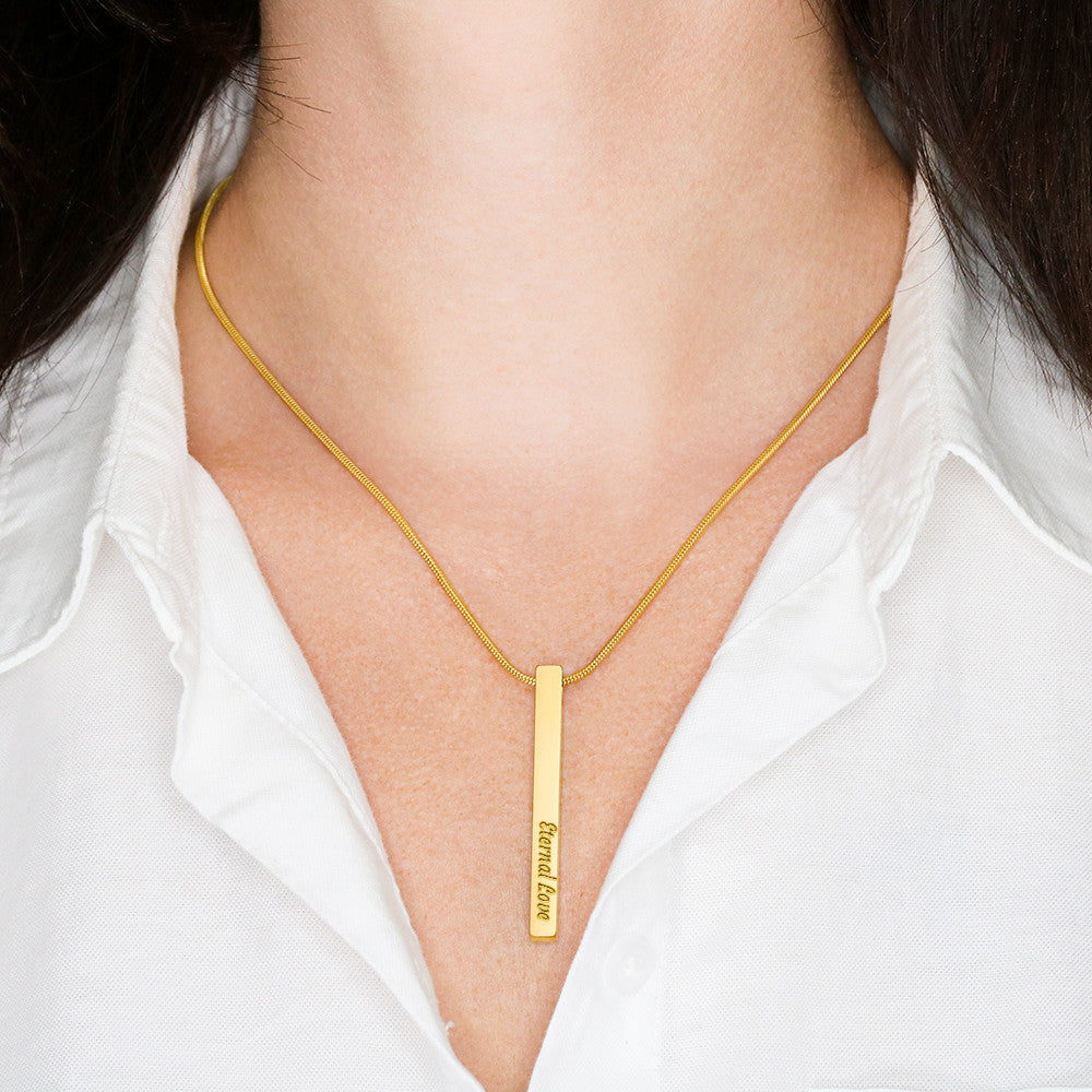 4 Sided Stick Christian Necklace - Engraved (REDEEMED BY GRACE, CALLED BY NAME +2)