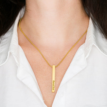 4 Sided Stick Christian Necklace - Engraved (REDEEMED BY GRACE, CALLED BY NAME +2)