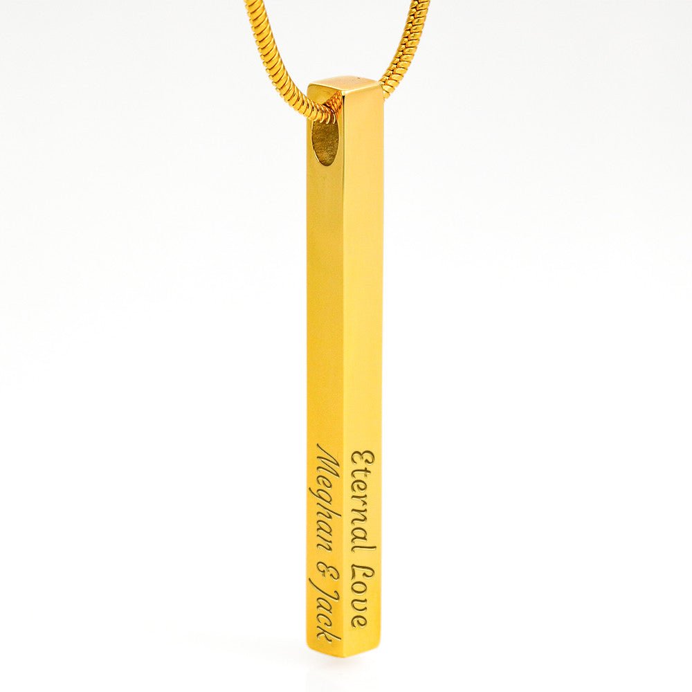 4 Sided Stick Christian Necklace - Engraved (REDEEMED BY GRACE, CALLED BY NAME +2)