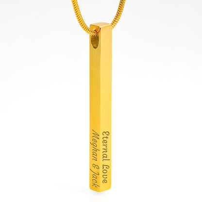 4 Sided Stick Christian Necklace - Engraved (REDEEMED BY GRACE, CALLED BY NAME +2)