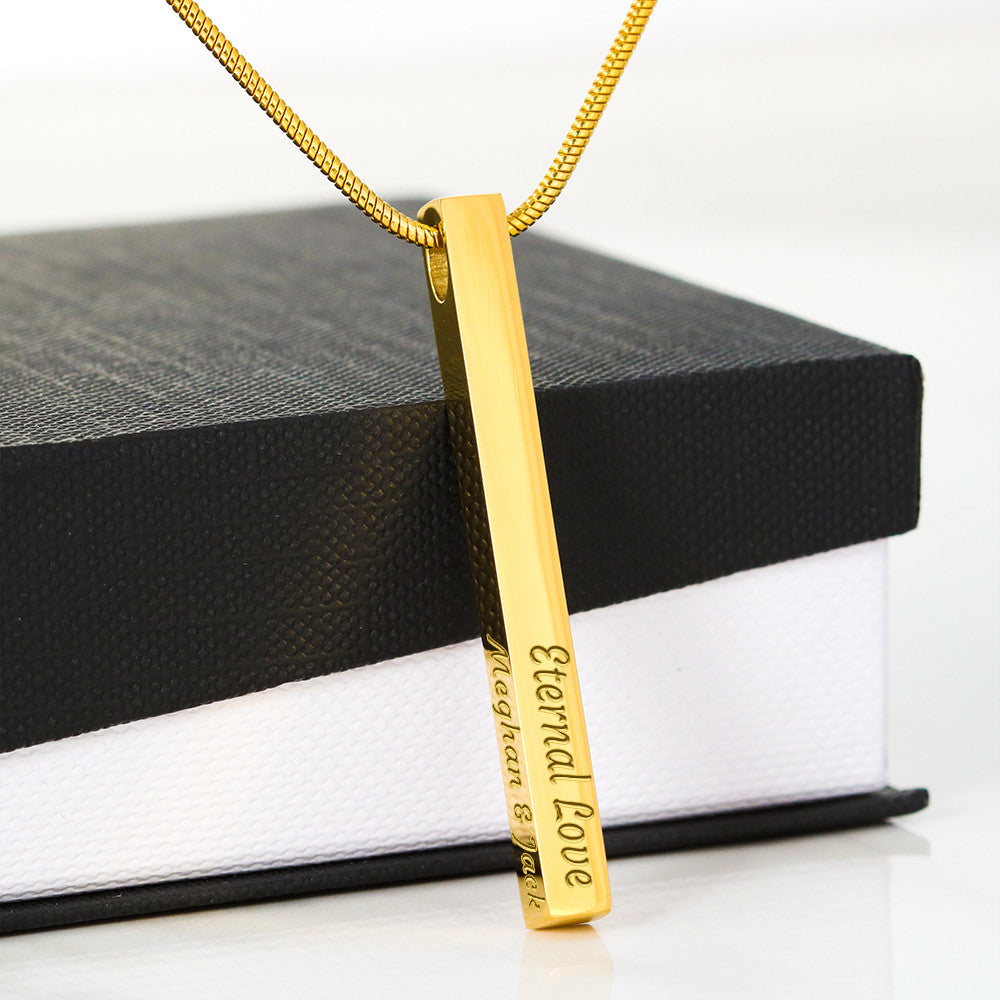 4 Sided Stick Christian Necklace - Engraved (REDEEMED BY GRACE, CALLED BY NAME +2)