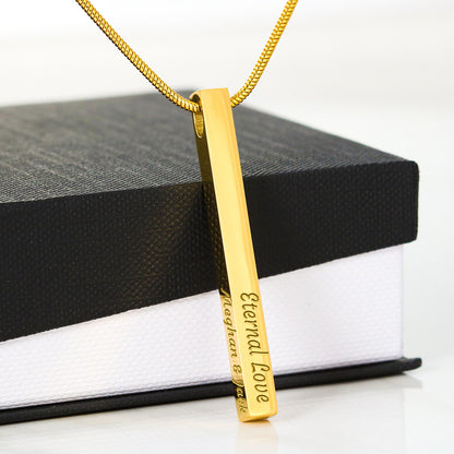4 Sided Stick Christian Necklace - Engraved (REDEEMED BY GRACE, CALLED BY NAME +2)