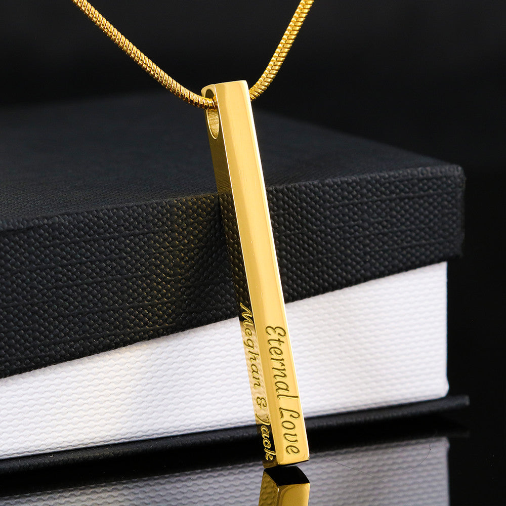 4 Sided Stick Christian Necklace - Engraved (REDEEMED BY GRACE, CALLED BY NAME +2)