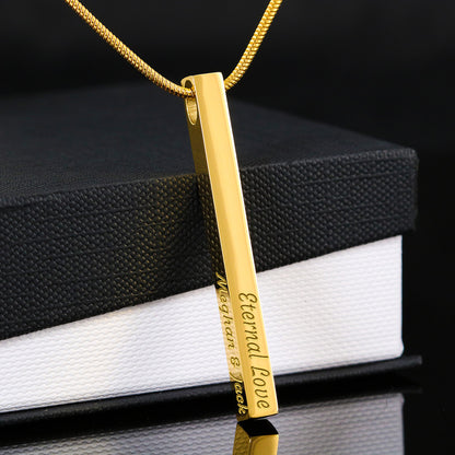 4 Sided Stick Christian Necklace - Engraved (REDEEMED BY GRACE, CALLED BY NAME +2)