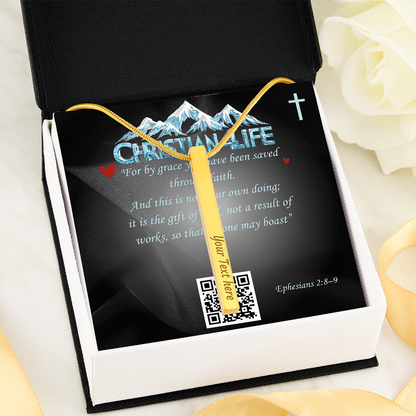 4 Sided Stick Christian Necklace - Engraved (REDEEMED BY GRACE, CALLED BY NAME +2)