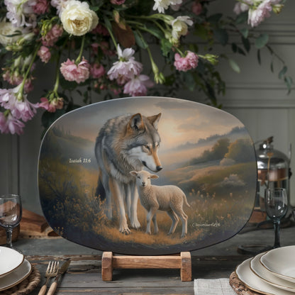 Wolf and Lamb Christian Platter, Isaiah 11:6 (10x14)