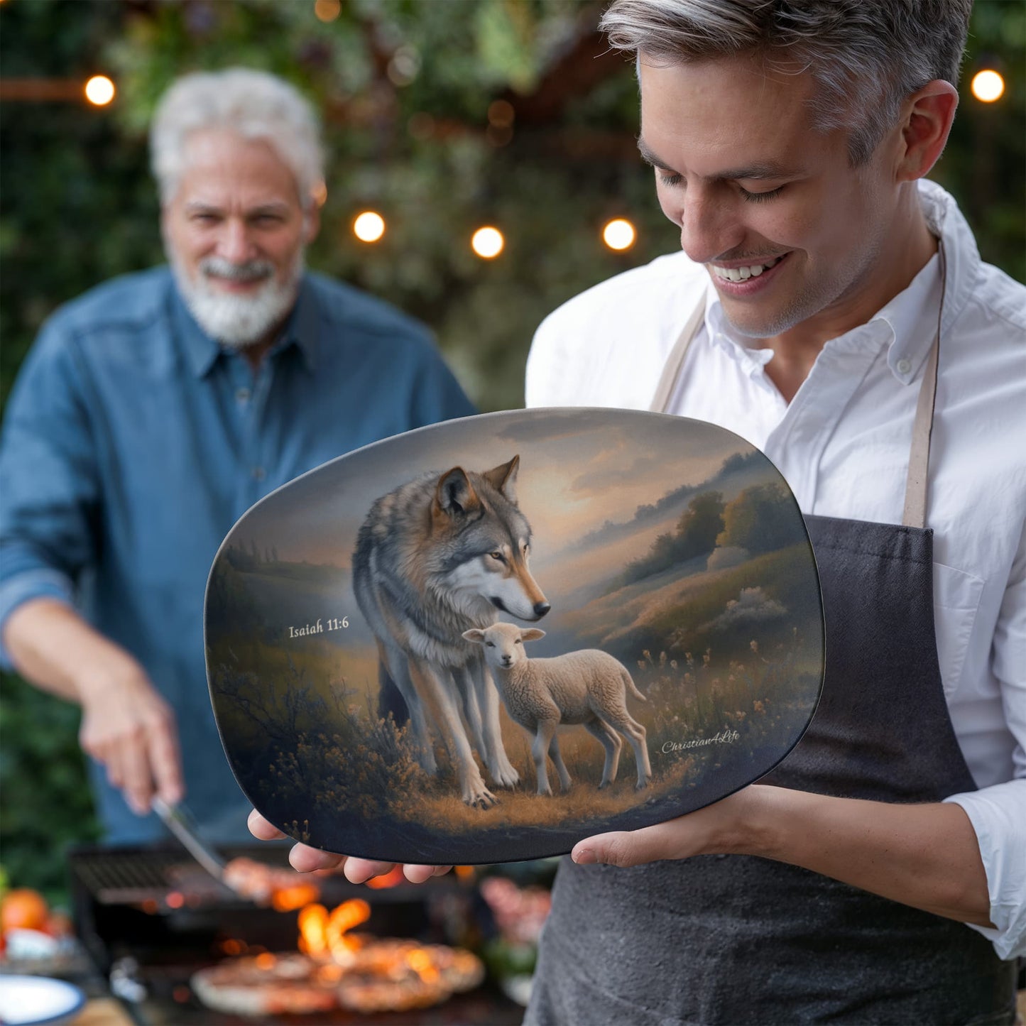 Wolf and Lamb Christian Platter, Isaiah 11:6 (10x14)