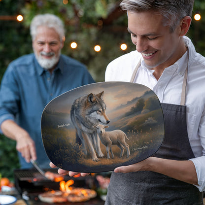 Wolf and Lamb Christian Platter, Isaiah 11:6 (10x14)