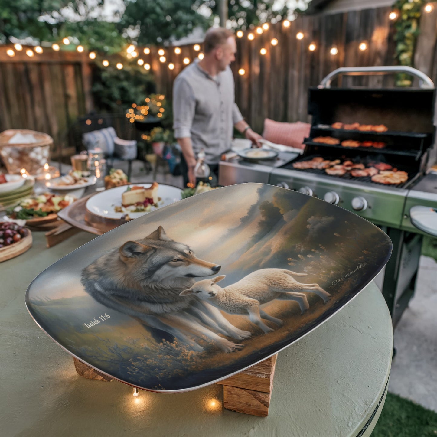 Wolf and Lamb Christian Platter, Isaiah 11:6 (10x14)