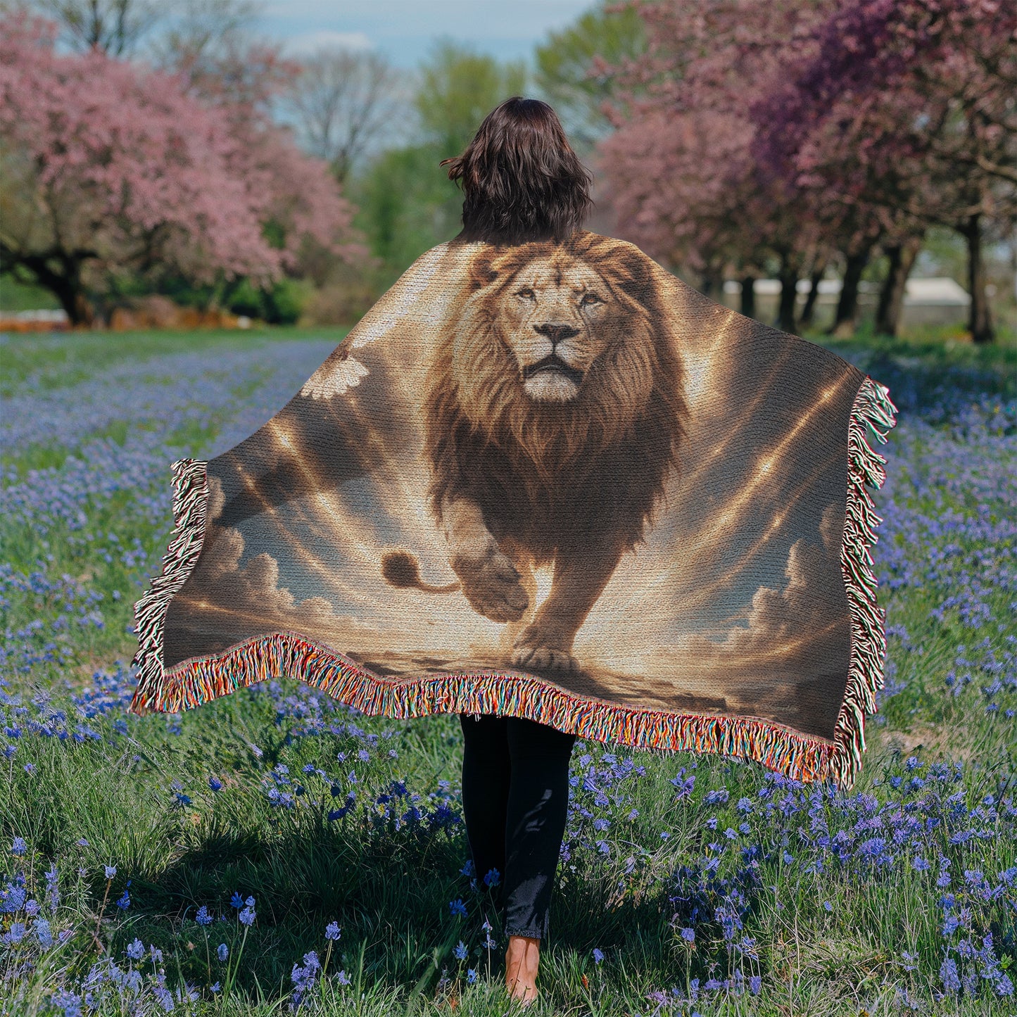 Lion of Judah, Holy Spirit, Clouds and Golden Rays- Heirloom Woven Blanket