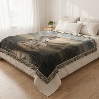 Wolf and Lamb Christian Heirloom Woven Blanket Tapestry - Isaiah 11:6