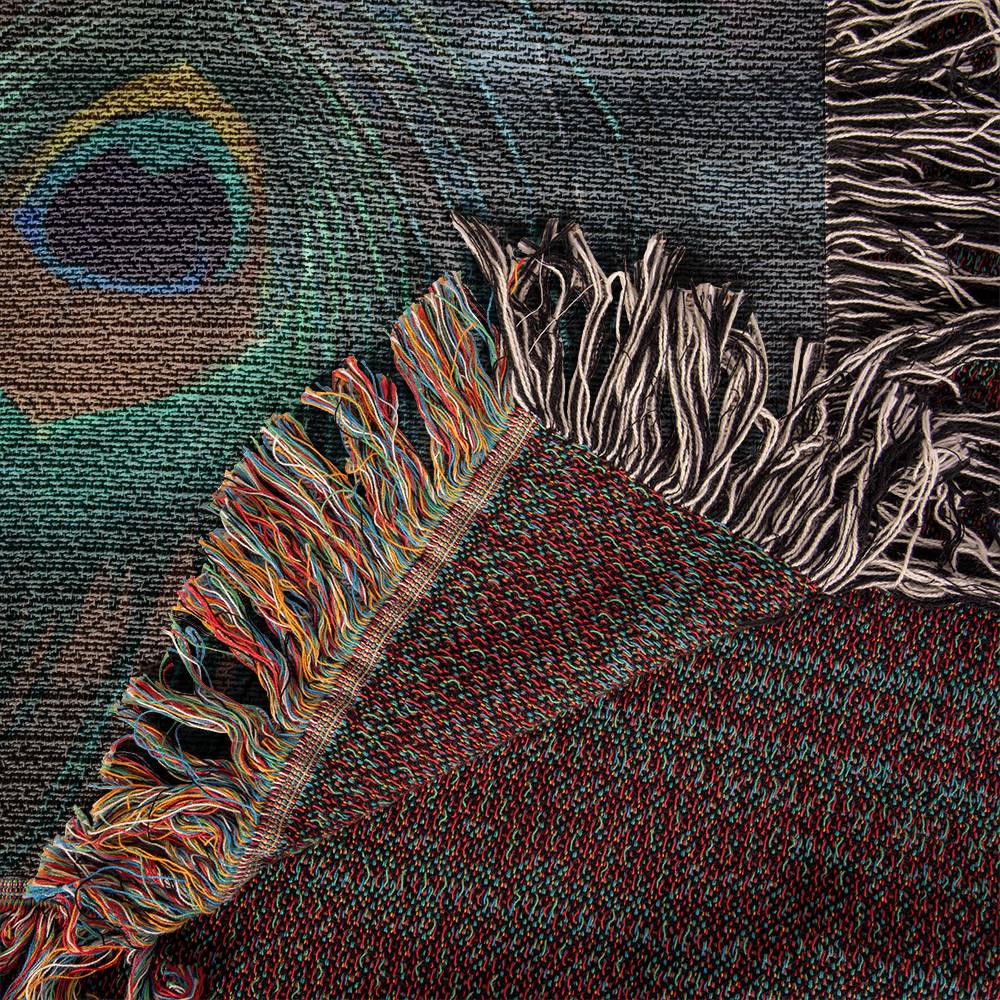 Peacock Heirloom Woven Blanket - Tapestry Decorative art print - a vibrant and elegant statement Peacock art piece