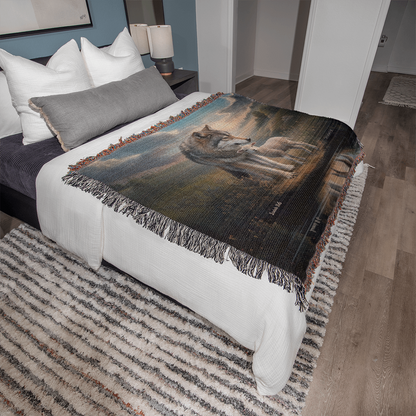 Wolf and Lamb Christian Heirloom Woven Blanket Tapestry - Isaiah 11:6