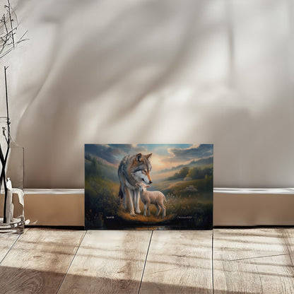 Wolf and Lamb Reflection, Christian Wall Art, Gallery Wrapped Canvas, Isaiah 11:6