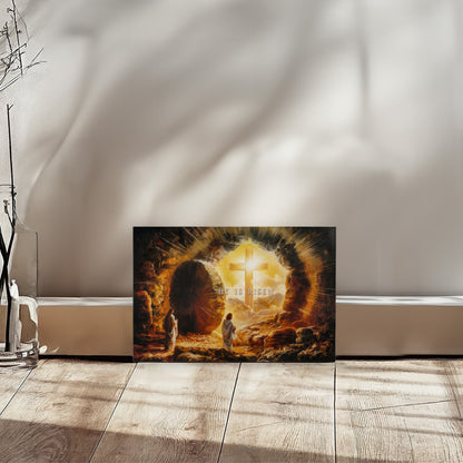 Open Tomb, He is Risen, Christian Gallery Wrapped Canvas, Easter Wall Art Print, Vision of Resurrection