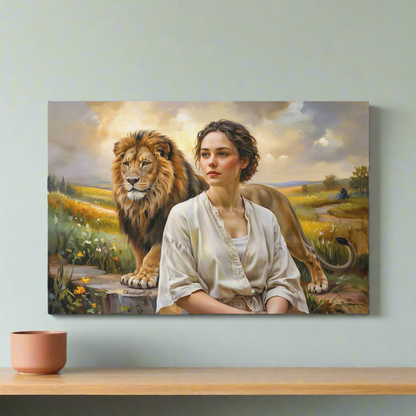"Behind every Christian woman is the Lion of Judah." - Gallery Wrapped Canvas