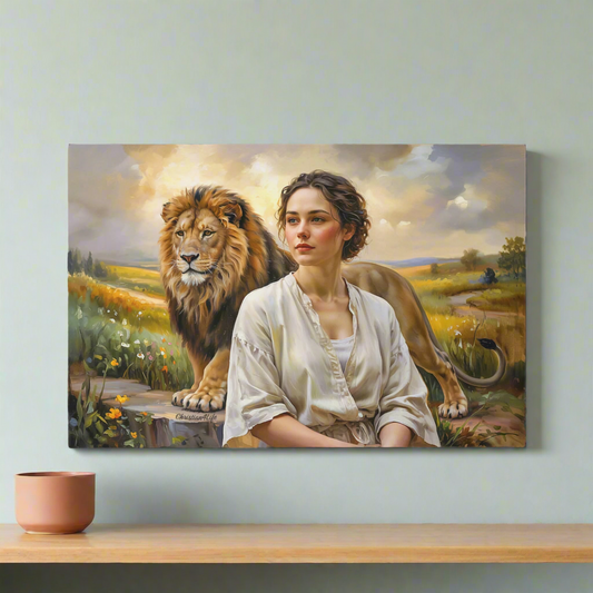 "Behind every Christian woman is the Lion of Judah." - Gallery Wrapped Canvas