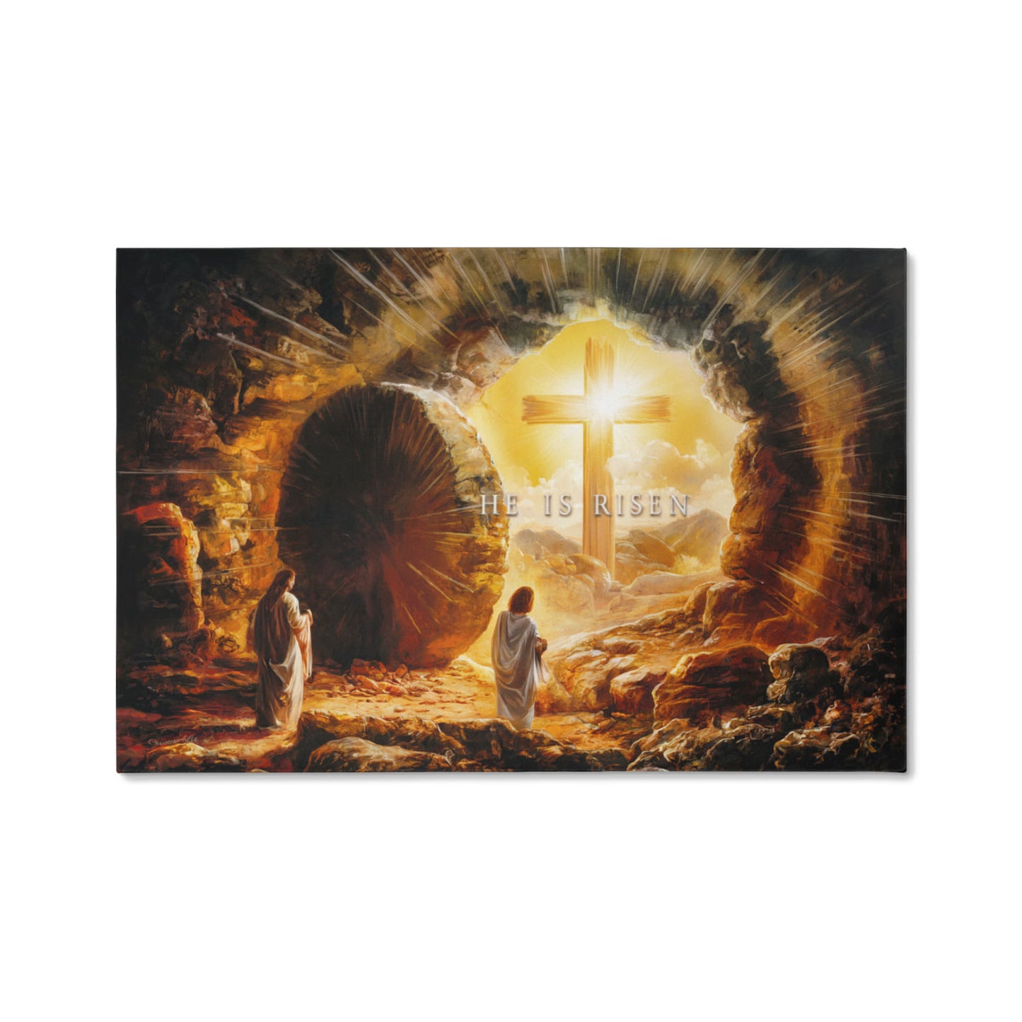 Open Tomb, He is Risen, Christian Gallery Wrapped Canvas, Easter Wall Art Print, Vision of Resurrection