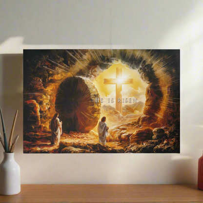 Open Tomb, He is Risen, Christian Gallery Wrapped Canvas, Easter Wall Art Print, Vision of Resurrection