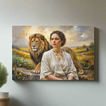 "Behind every Christian woman is the Lion of Judah." - Gallery Wrapped Canvas