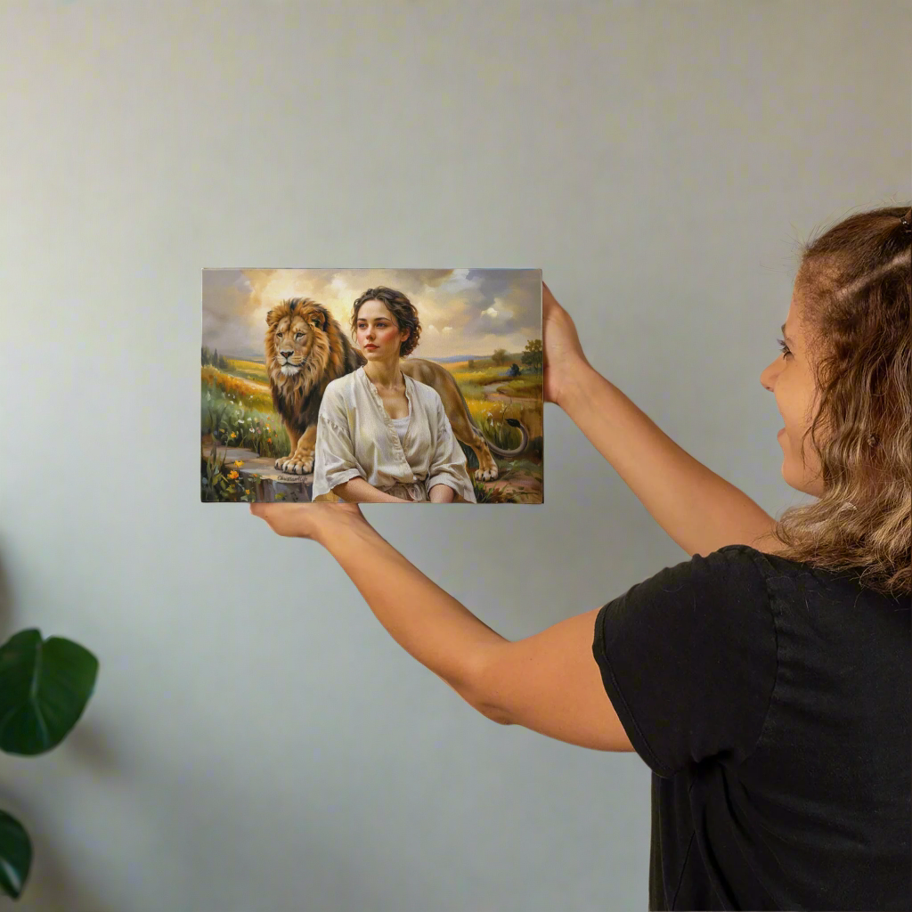 "Behind every Christian woman is the Lion of Judah." - Gallery Wrapped Canvas