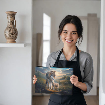 Wolf and Lamb Reflection, Christian Wall Art, Gallery Wrapped Canvas, Isaiah 11:6