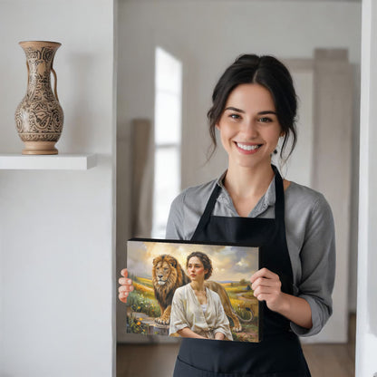 "Behind every Christian woman is the Lion of Judah." - Gallery Wrapped Canvas