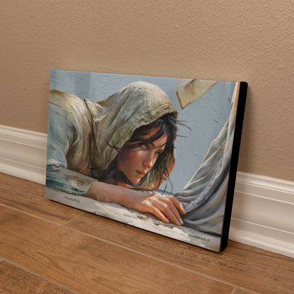 Woman Reaching to Touch the Hem of Jesus' Garment - Christian Gallery Wrapped Canvas Art Print
