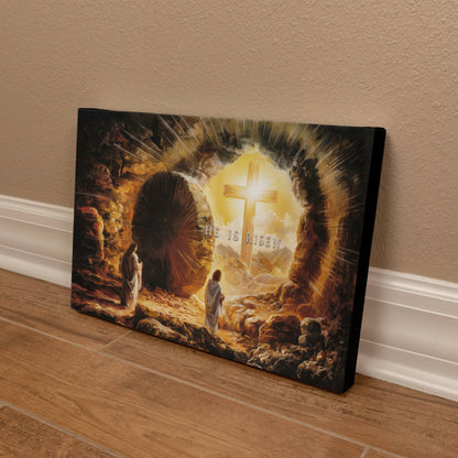 Open Tomb, He is Risen, Christian Gallery Wrapped Canvas, Easter Wall Art Print, Vision of Resurrection