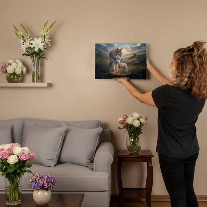 Wolf and Lamb Reflection, Christian Wall Art, Gallery Wrapped Canvas, Isaiah 11:6