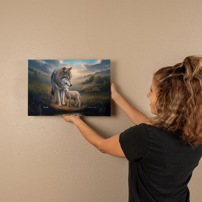 Wolf and Lamb Reflection, Christian Wall Art, Gallery Wrapped Canvas, Isaiah 11:6