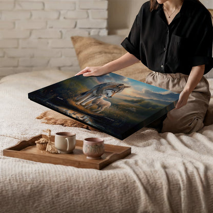 Wolf and Lamb Reflection, Christian Wall Art, Gallery Wrapped Canvas, Isaiah 11:6