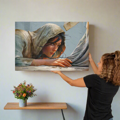 Woman Reaching to Touch the Hem of Jesus' Garment - Christian Gallery Wrapped Canvas Art Print