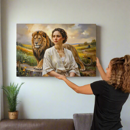 "Behind every Christian woman is the Lion of Judah." - Gallery Wrapped Canvas