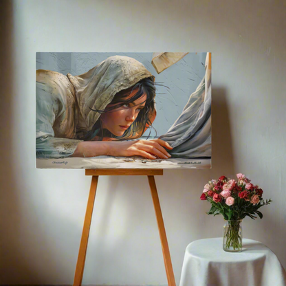 Woman Reaching to Touch the Hem of Jesus' Garment - Christian Gallery Wrapped Canvas Art Print
