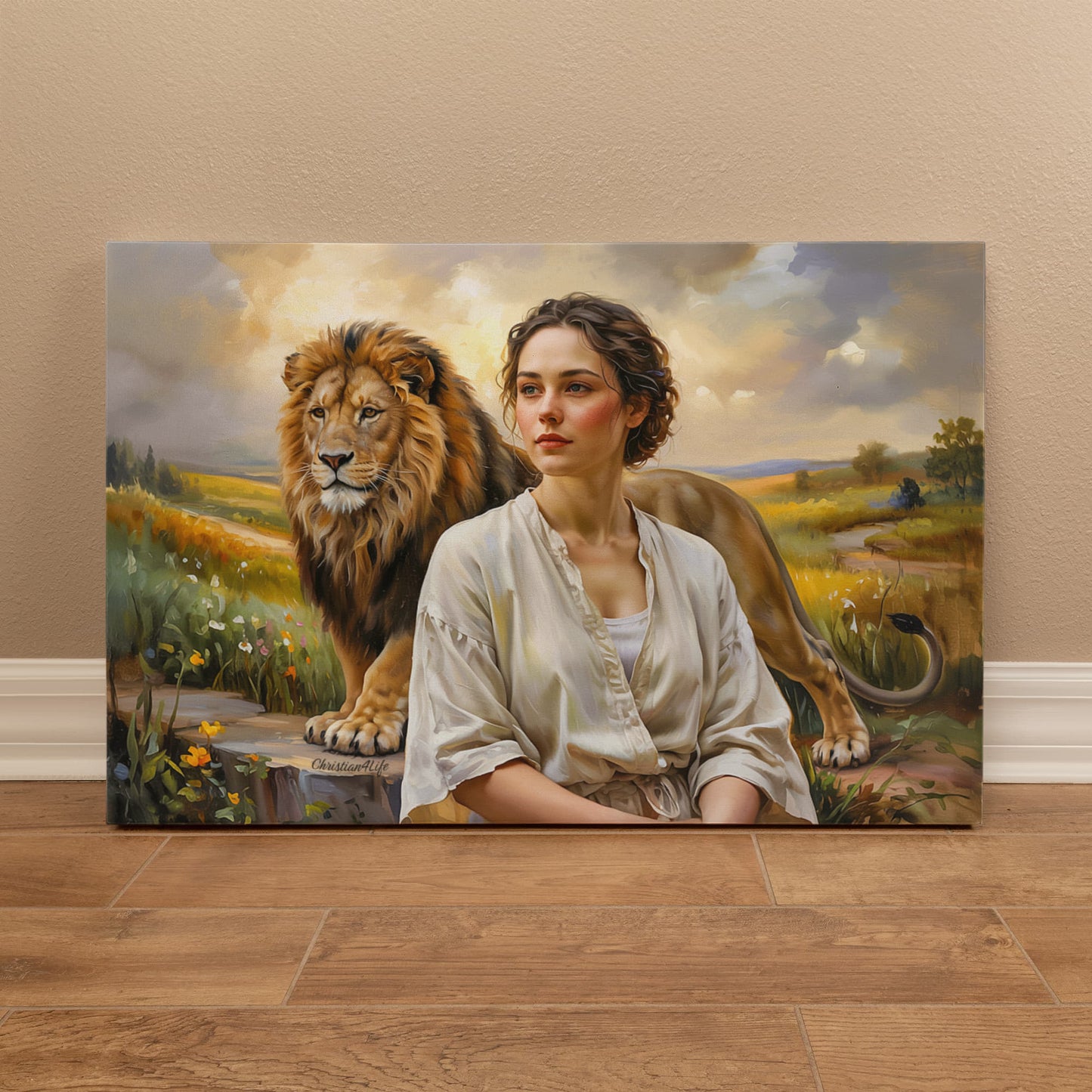 "Behind every Christian woman is the Lion of Judah." - Gallery Wrapped Canvas
