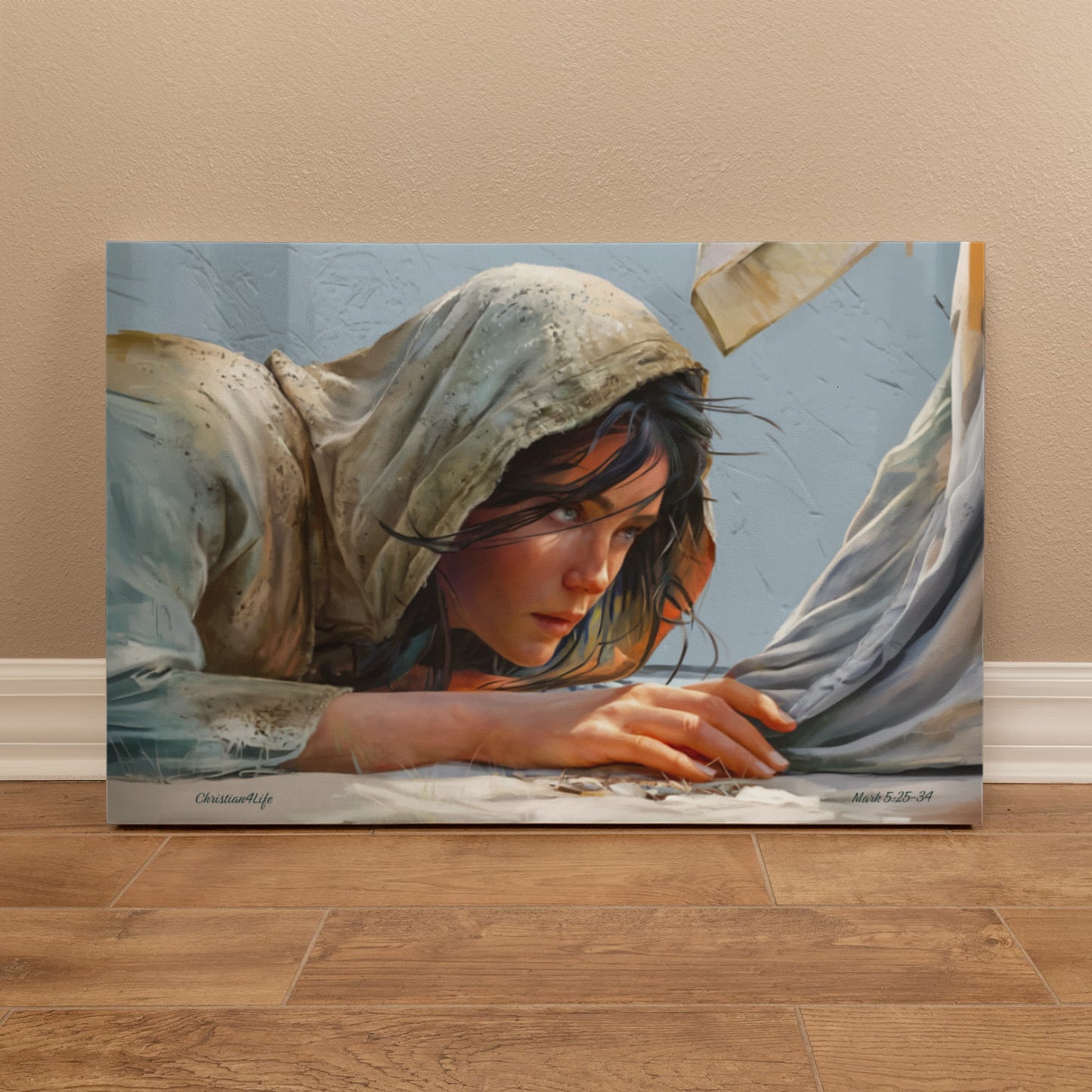 Woman Reaching to Touch the Hem of Jesus' Garment - Christian Gallery Wrapped Canvas Art Print